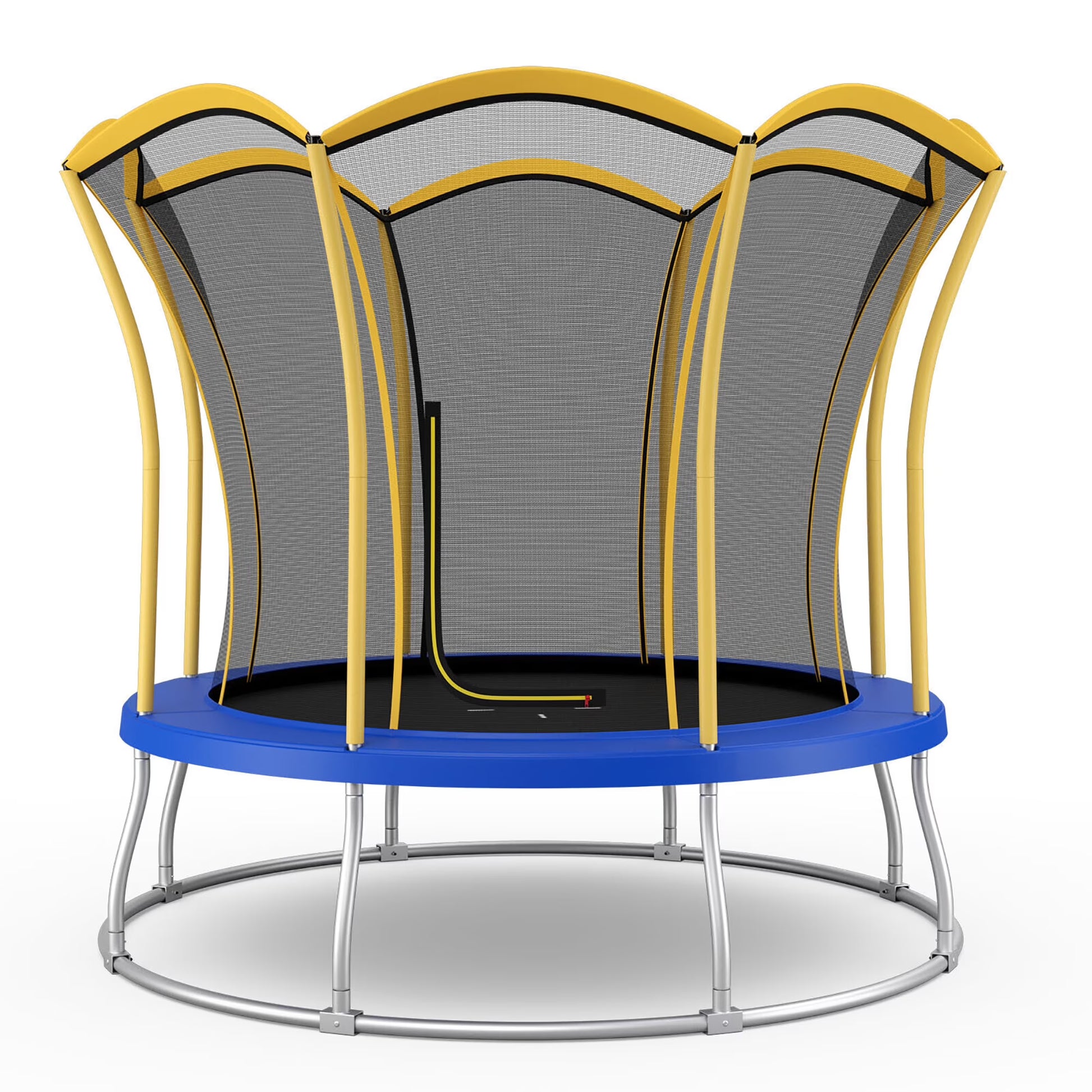 Gymax 8FT Certified Recreation Trampoline w/Exclusive Flower Shape Enclosure Net Yellow