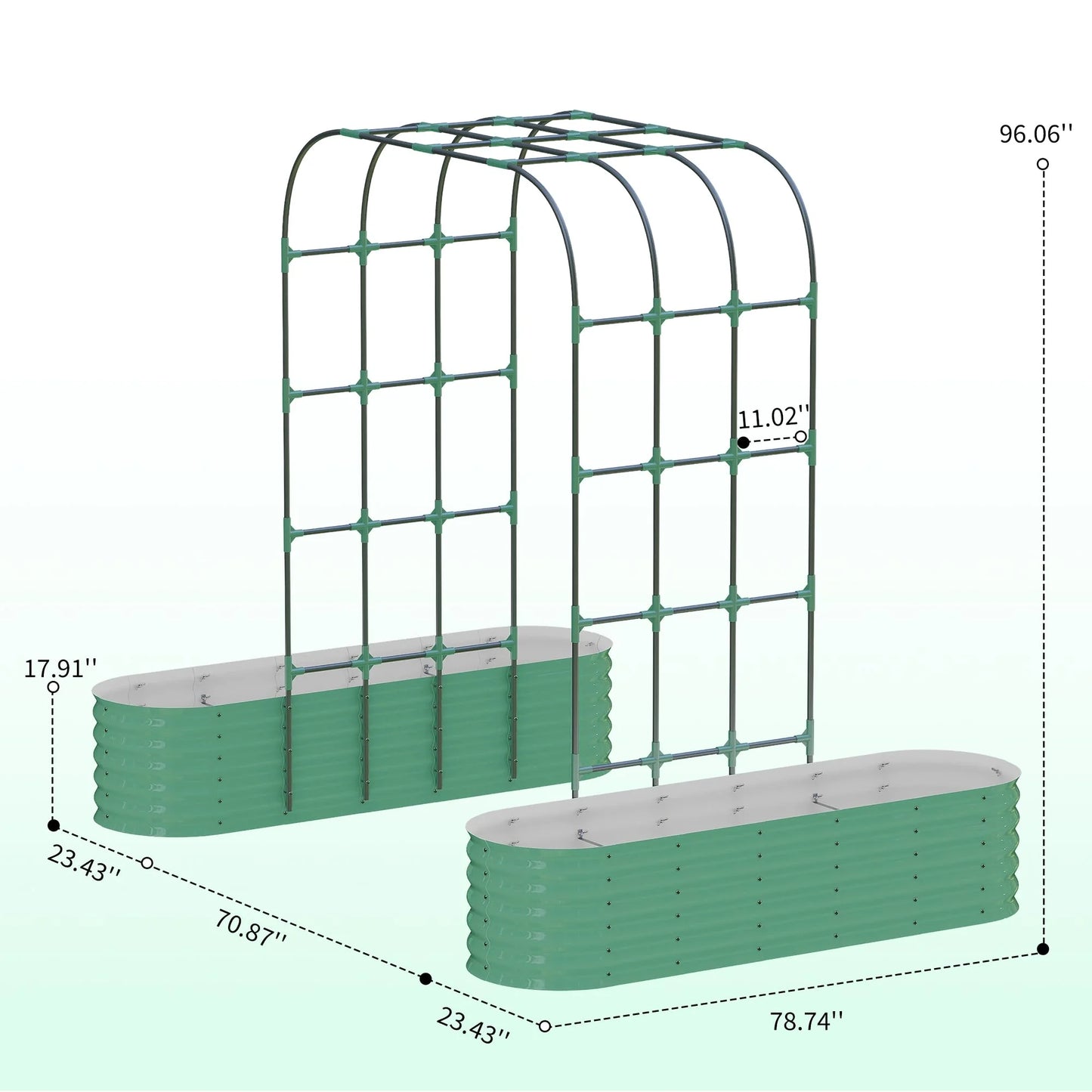 Riedhoff Raised Garden Bed with 95" H Tall Arch Trellis for Climbing Vegetables Flowers,Green