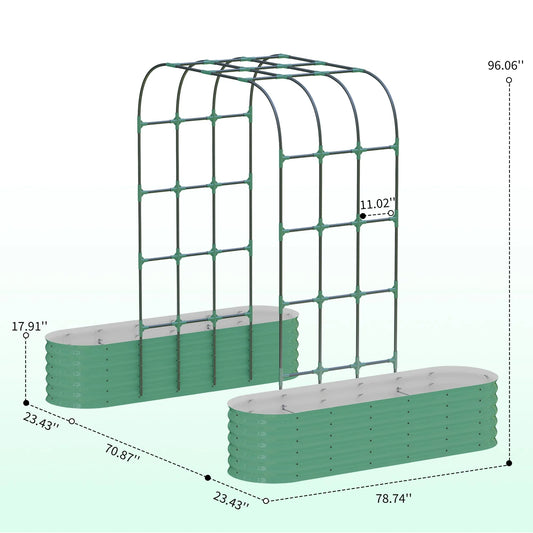 Riedhoff Raised Garden Bed with 95" H Tall Arch Trellis for Climbing Vegetables Flowers,Green