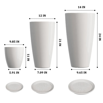 24,21,10 inch Large Planter for Indoor & Outdoor Plants, Set of 3, Sturdy Plant Flower Pots Modern Decor for Front Porch Patio,Blue