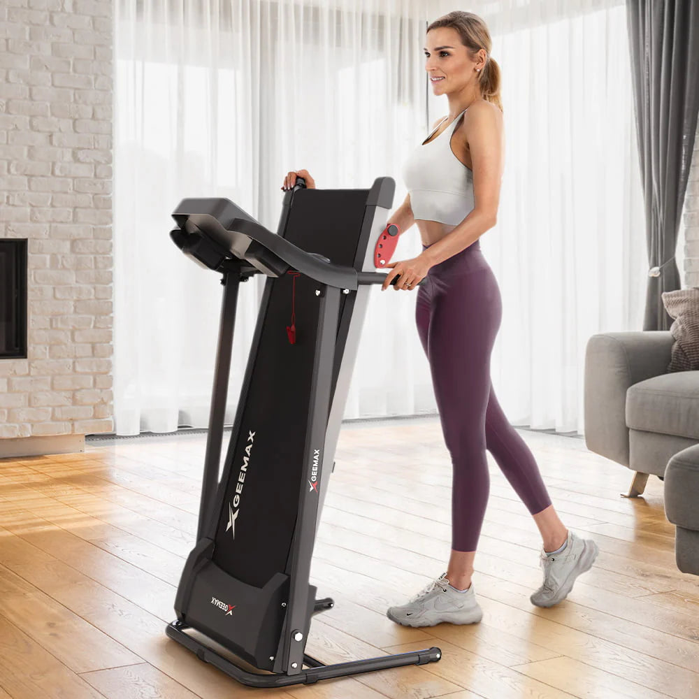 GEEMAX Electric Motorized Treadmill with 4 Incline Levels, Speakers, bluetooth, APP Control, LCD and Pulse Monitor for Home Office Walking Running , 220 LB Max Weight - T12C5
