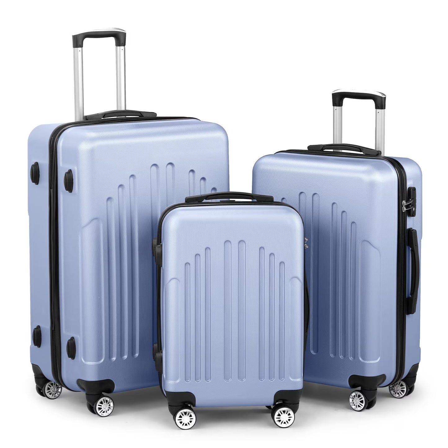 Red 3-Piece Hardshell Spinner Luggage Set (20in, 24in, 28in) - Large ABS Suitcase Set with 8 Wheels, Lightweight & Durable for Travel