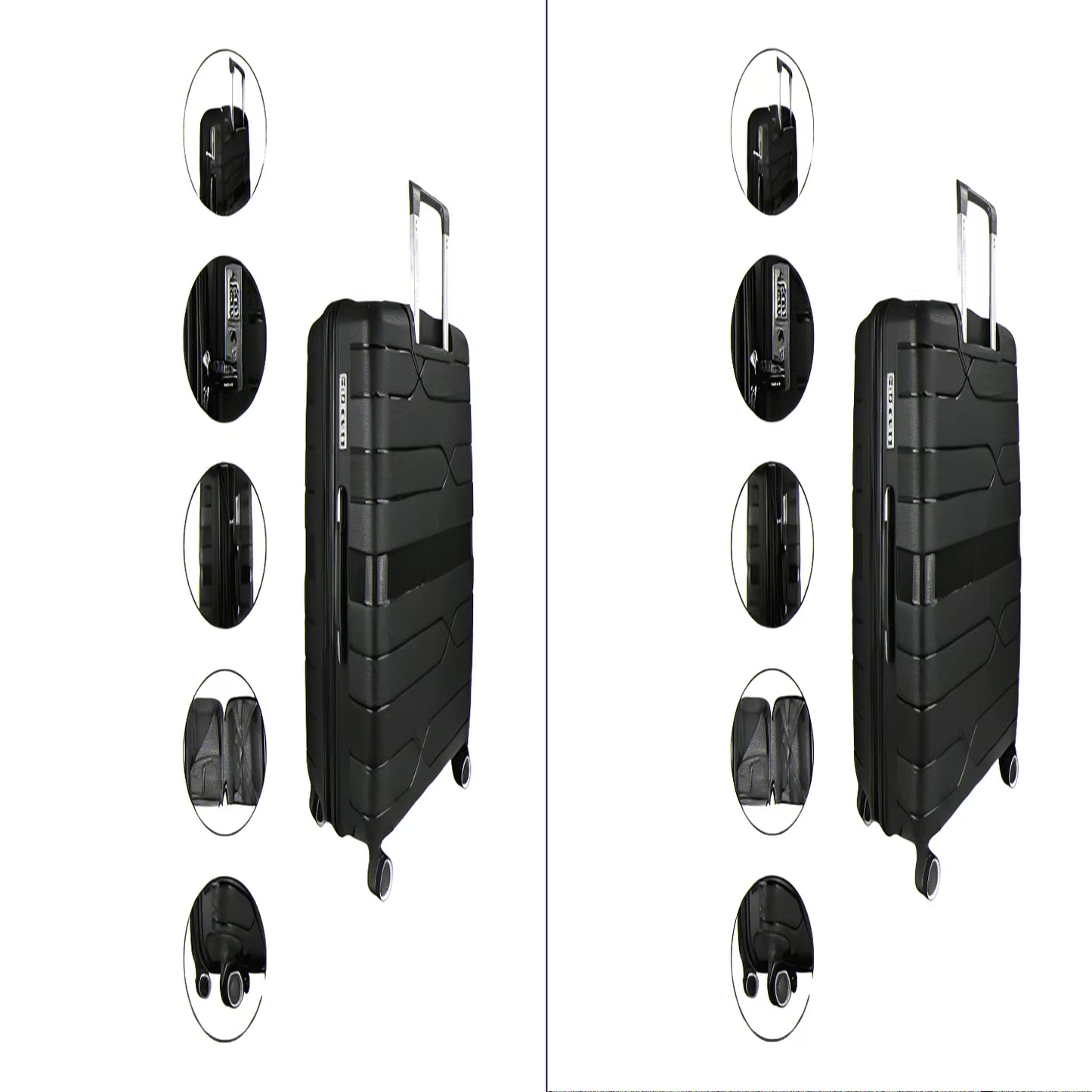 TRAVLR 100% PP Break Resistant Lightweight Expandable 20" Carry-on Cabin Luggage Trolley, Navy Blue.
