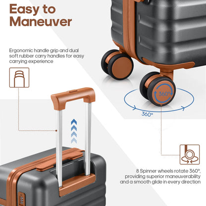 UKEIN Luggage Sets 3 Piece, Carry On Luggage with Wheels, 20 Inch Hardshell Suitcase with TSA Lock, 100% PC Carry On Suitcases Airline Approved With Travel Backpack for Men Women