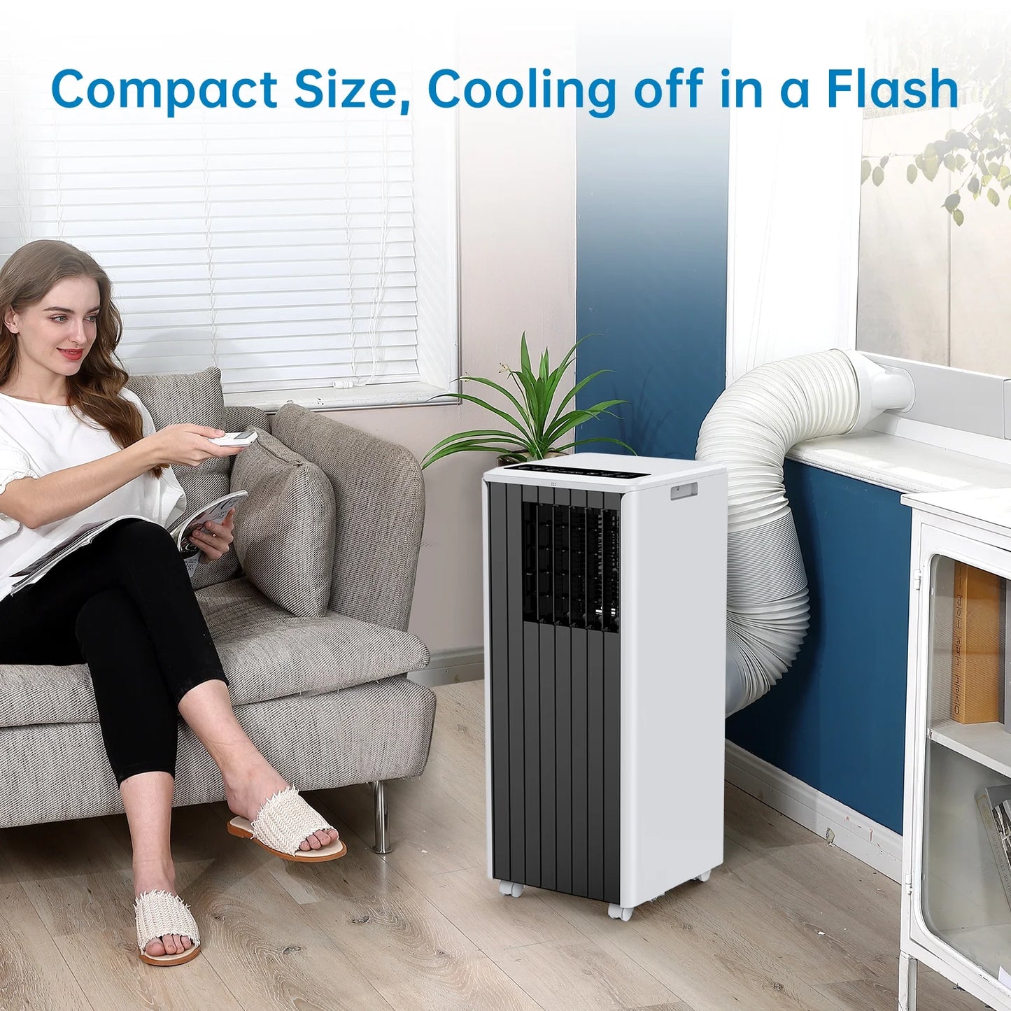 8,000 BTU Portable Air Conditioner, Cools up to 350 Sq. Ft., LED Touch Panel, Built-in Dehumidifier, Fan, 3 in 1 A/C Unit with Remote Control for Home Office Dorm RV