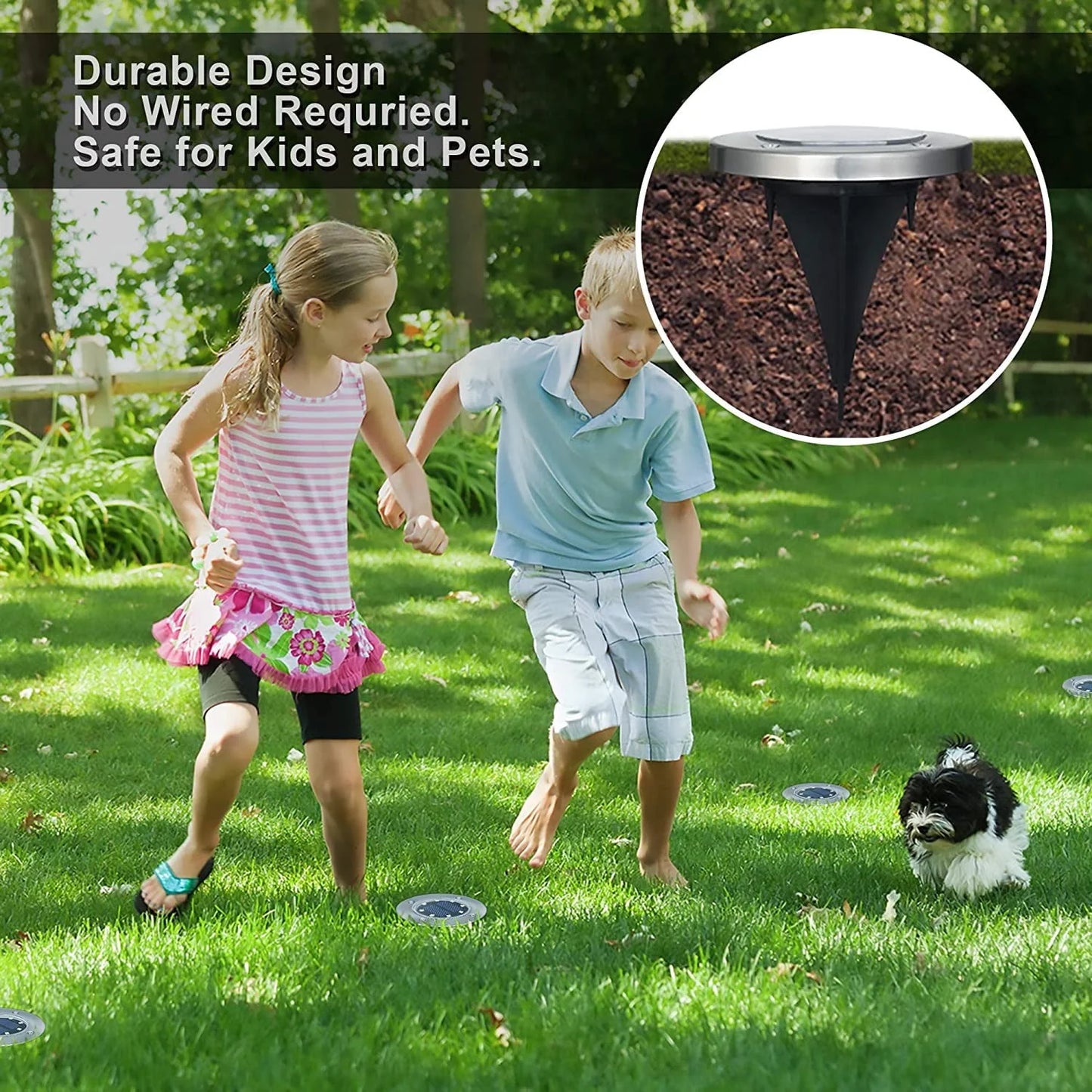 Solar Garden Lights Outdoor 16 LED In-ground Lights Landscape Lighting Stainless Steel Pathway Lights for Walkway Patio Yard Lawn Driveway Flowerbed Courtyard,(4 Pack)