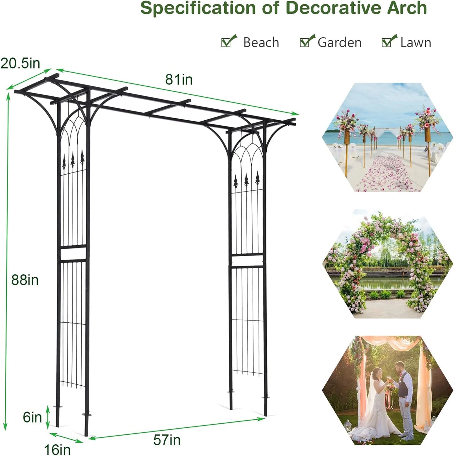 Gymax Outdoor Garden Arch Flowers Climbing Plants Trellis Metal Wedding Archway