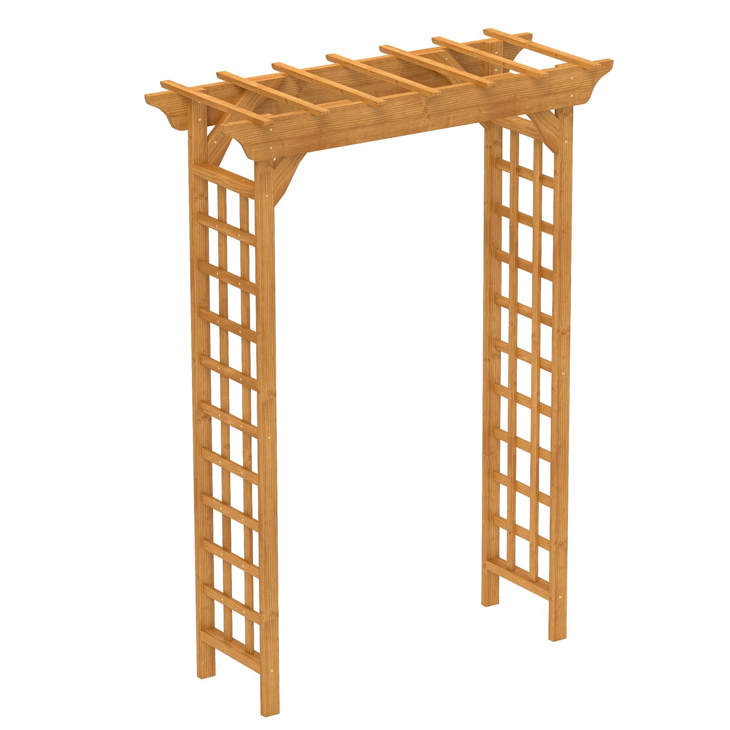 CAMSCH 85'' Premium Outdoor Wooden Arbor Arch with Trellis, Straight top, Pergola Arch for Climbing Plants, Wood Garden Yard Lattice, Wedding Arch for Ceremony, 63''(L) x 26''(W) x 85''(H)