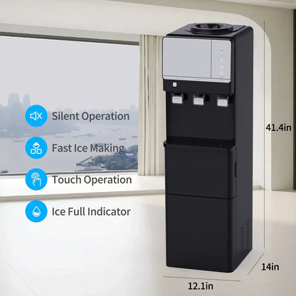 SOOPYK Hot and Cold Water Cooler Dispenser with Ice Maker for 5 Gallon Bottle 27 lbs in 24 hrs Perfect for Home Office white