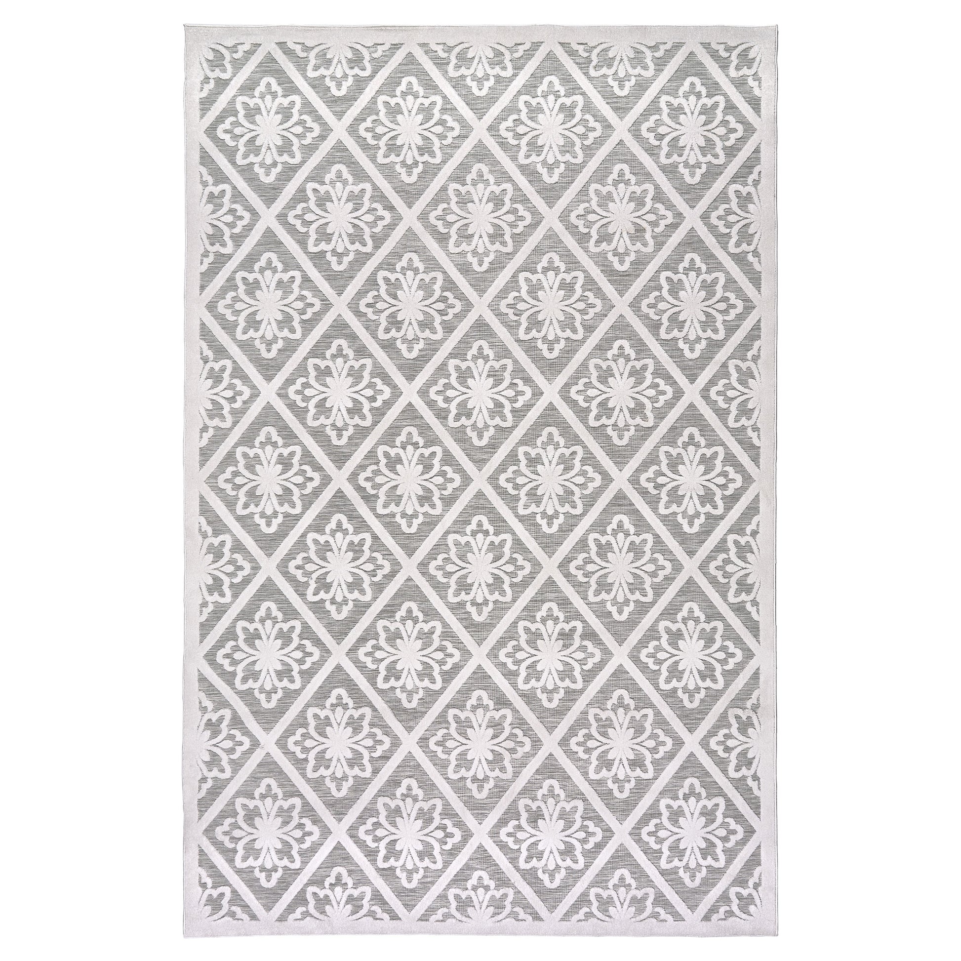 Laguna Indoor/Outdoor Area Rug, Bennet Gray Ivory, 8’8”x13’