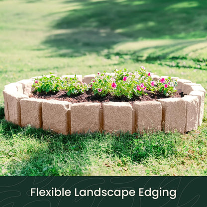 Beuta Landscape Edging | Garden Edging Border | Faux Stone Block XL for Lawn Edging, Flower Beds & Yard Edging - 1 Pack | Each Section Has 6 Blocks 48" L x 4" W x 9.5" H | 3 Spikes | Sandstone