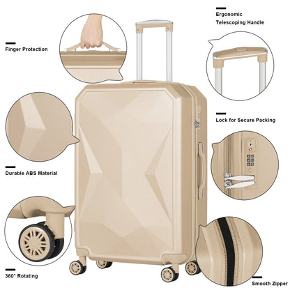 Hikolayae Crossroad Collection Hardside Spinner Luggage Sets in Beige, 5 Piece - TSA Lock