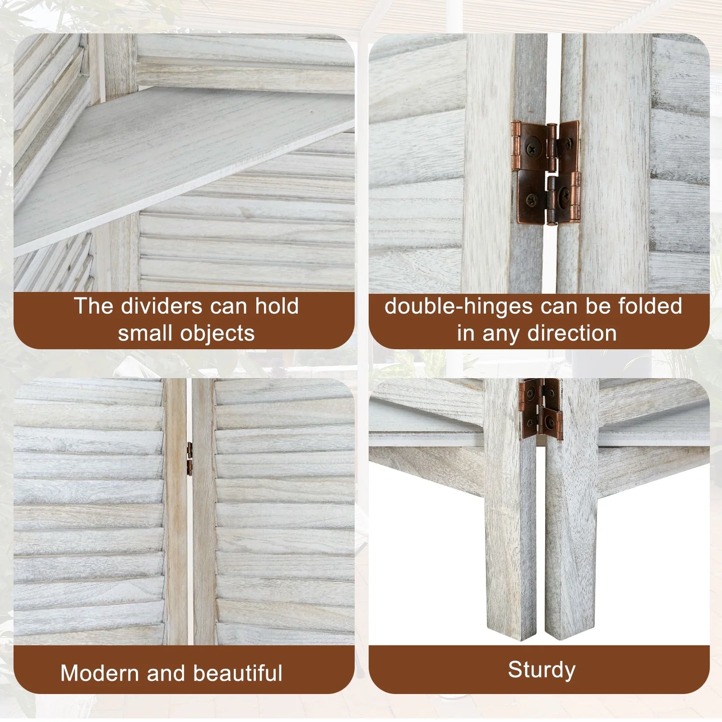6-Panel Room Divider with Shelves5.6ft Tall Folding Privacy Screen Panels, Room Divider Wall, Divider for Room Separation, Room Divider ShelvesEffectively Block SightNatural