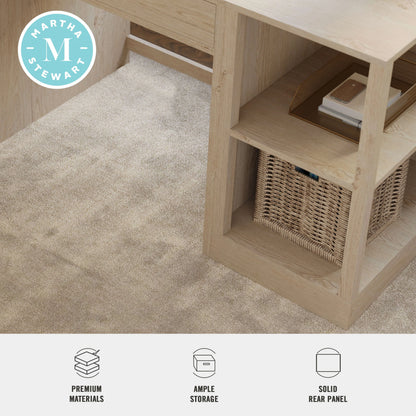 Martha Stewart Home Office Modular 2 Tier Bookshelf in Light Natural