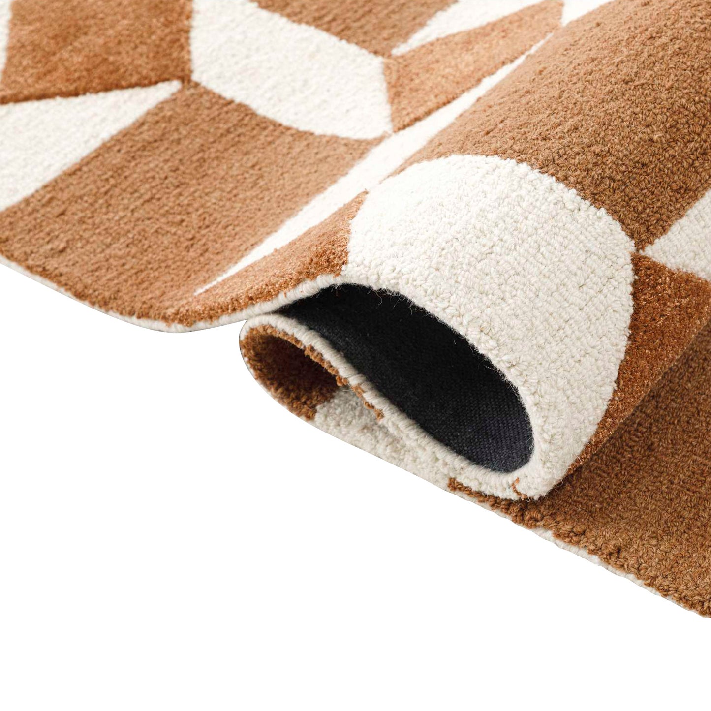 Obeetee Retro Hand Tufted Wool Area Rug, Nova Rust