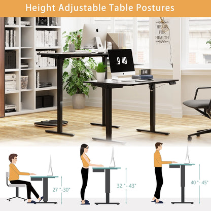 Walsunny 63" x 24" Electric Height Adjustable Standing Desk Home Office Stand Up Computer Desk(Black Top + Black Frame)