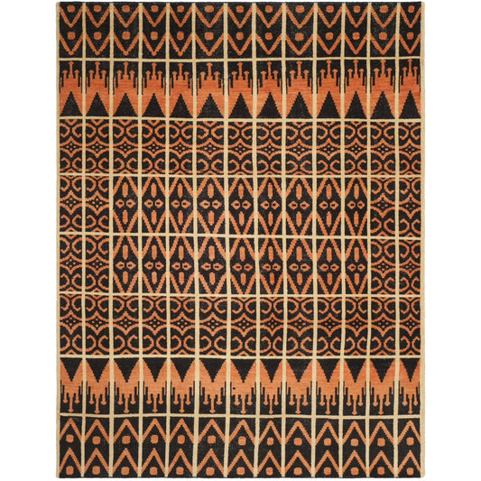 SAFAVIEH Kenya Kestrel Southwestern Wool Area Rug, Orange/Black, 8' x 10'