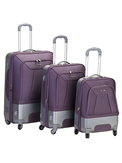 Rockland 20° Unisex 3-Piece Hybrid Softside & Hardside Spinner Luggage Set, Black