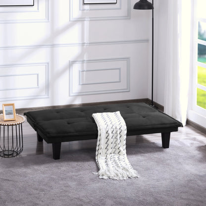 Aukfa Futon Convertible Sofa Bed for Home Office, Tufted Back, Faux Suede, Black