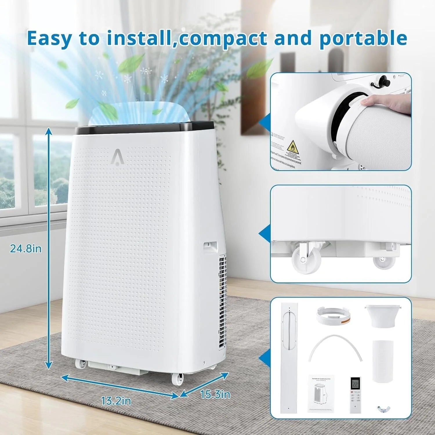 Lumiparty 14000 BTU Portable Air Conditioner with Remote Control, Cools up to 750 Sq.ft,3-in-1 Portable AC w/Dehumidifier, Fan & Sleep Mode, for Home Office, Black