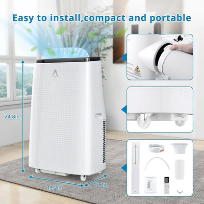 Lumiparty 14000 BTU Portable Air Conditioner with Remote Control, Cools up to 750 Sq.ft,3-in-1 Portable AC w/Dehumidifier, Fan & Sleep Mode, for Home Office, Black
