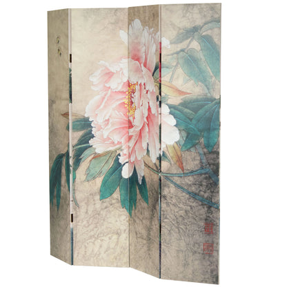 Oriental Furniture 6 Feet Tall Double Sided Doves and Peonies Canvas Room Divider