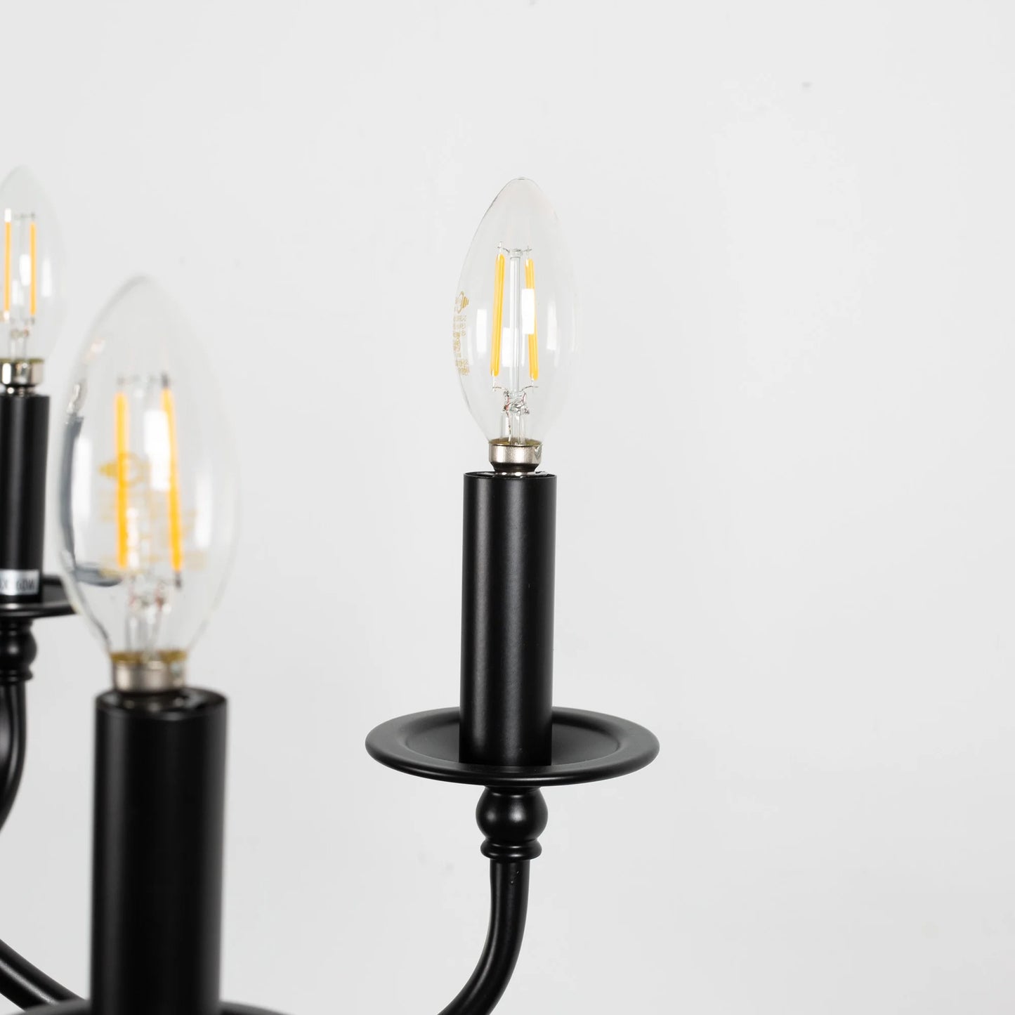 LOHASLED 6-Light Matte Black Finish Candle Style Chandelier,Farmhouse Hanging Light, Indoor for Foyer, Living Room,Dining Room, Bedroom
