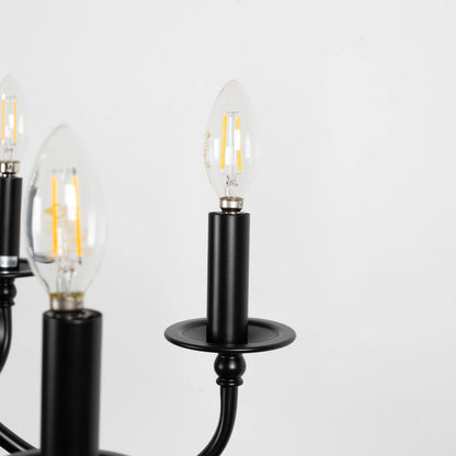 LOHASLED 6-Light Matte Black Finish Candle Style Chandelier,Farmhouse Hanging Light, Indoor for Foyer, Living Room,Dining Room, Bedroom