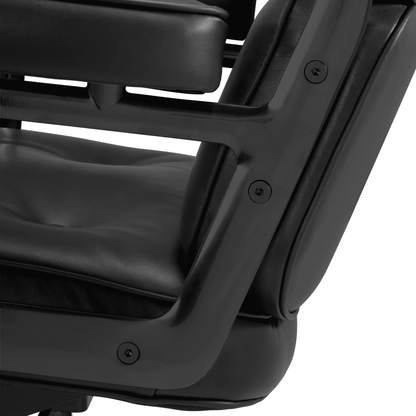 Mid Back Genuine Leather Office Chair, Adjustable Height and Liftable Swivel Computer Chair with Rolling Casters for Home Office Use, Black