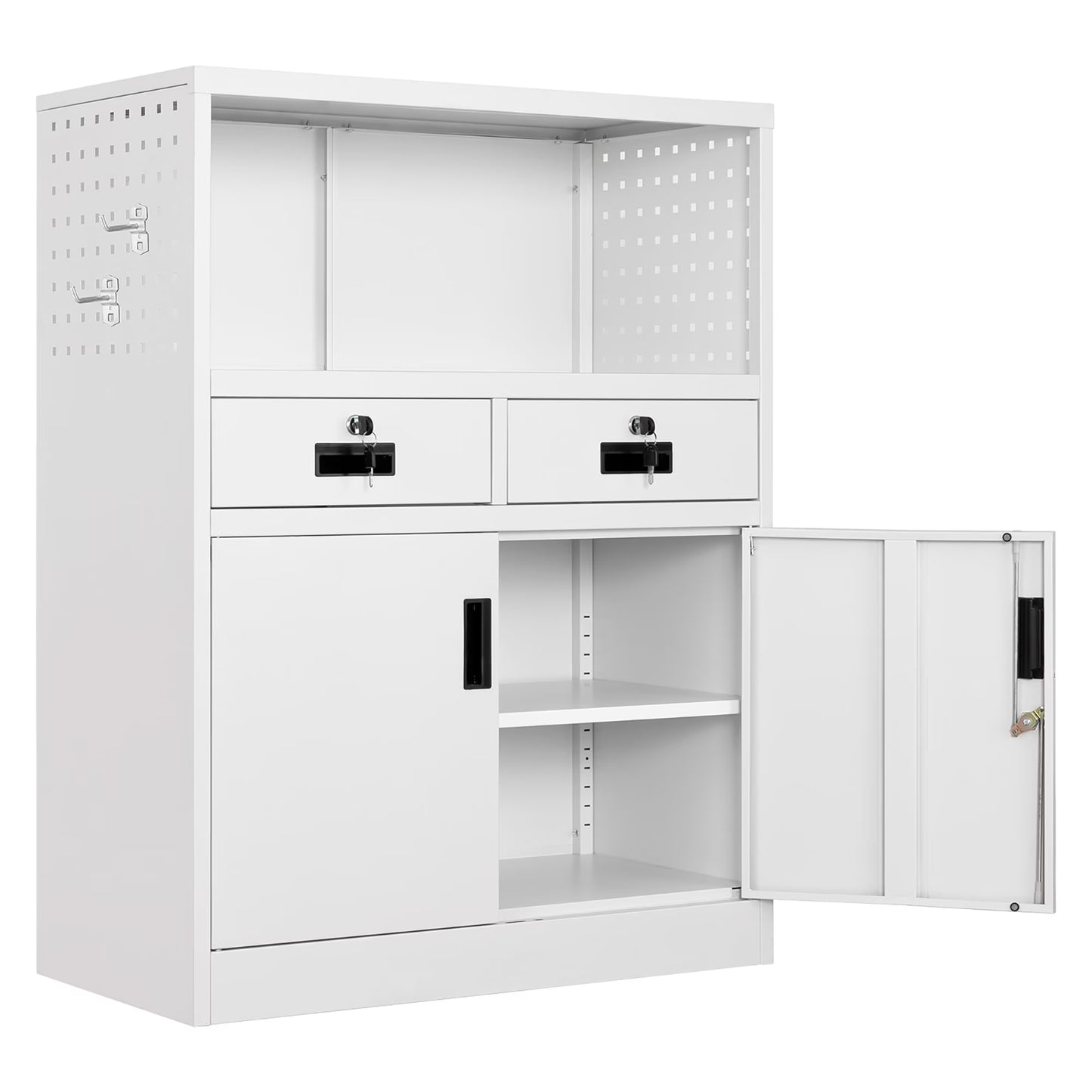 Fesbos Locking Cabinet with 2 Drawers, Metal Storage Cabinet with Locking Doors and Shelves - 41.3" Steel Lockable Storage Cabinet, Metal Cabinet for Home Office, Garage