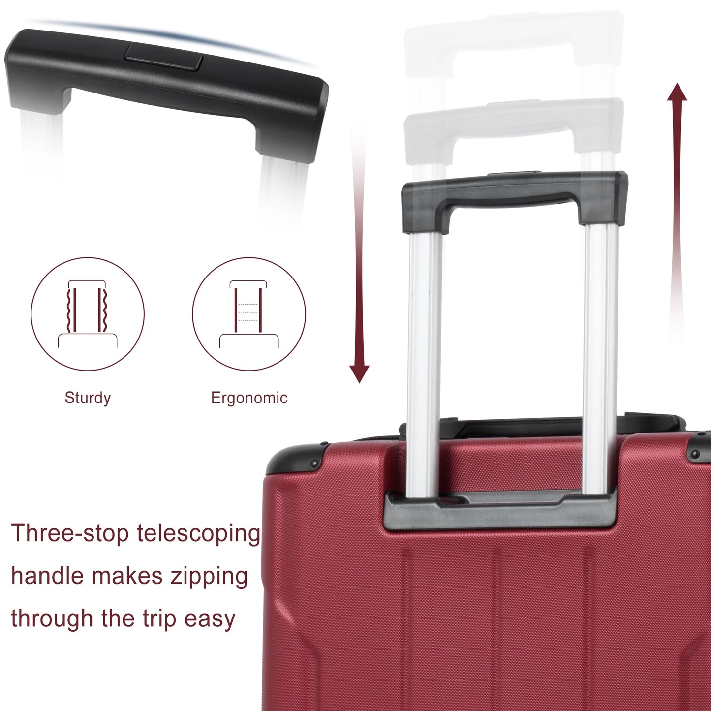 Dasyfly 24" Hardside Checked Luggage with TSA Lock, Red