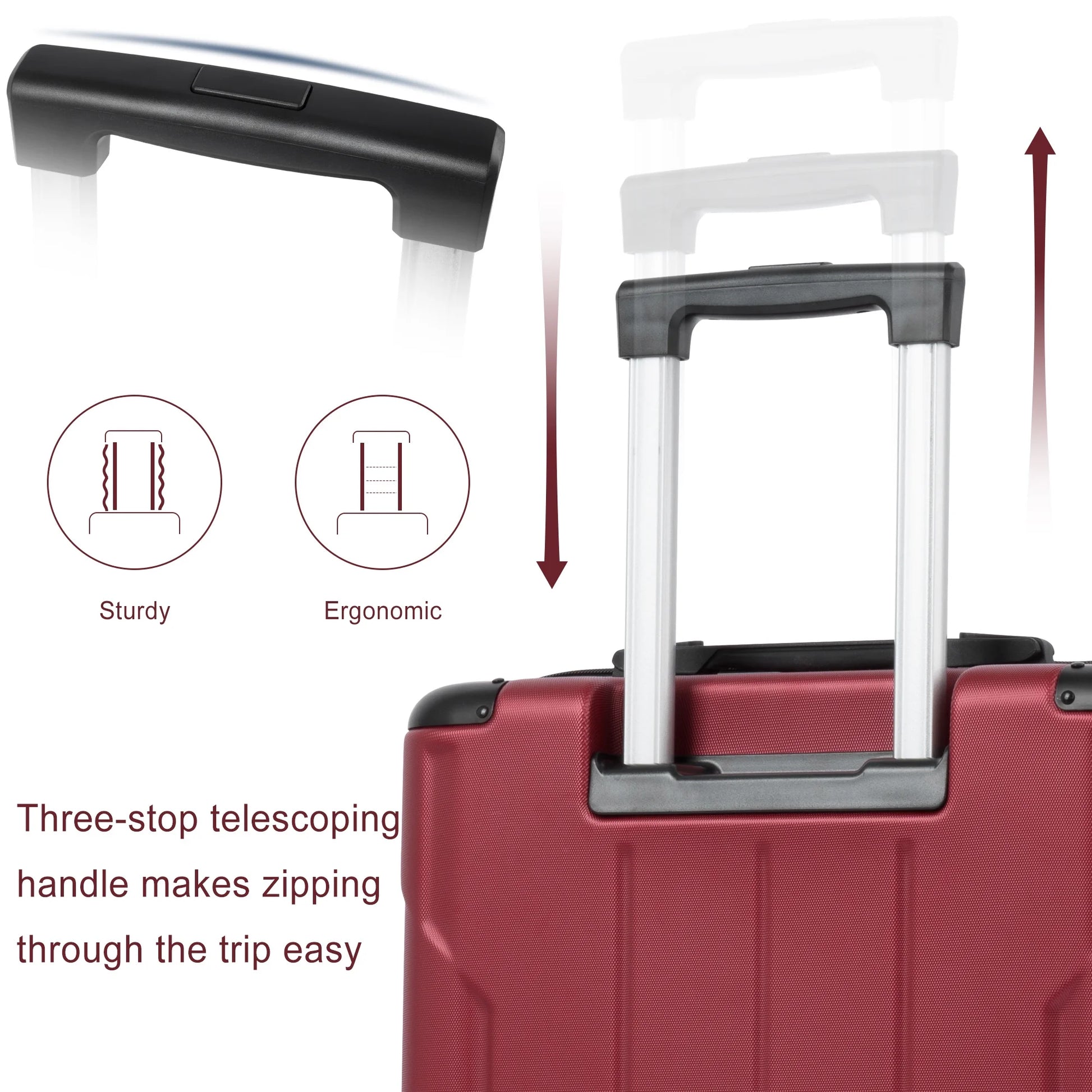 Dasyfly 24" Hardside Checked Luggage with TSA Lock, Red