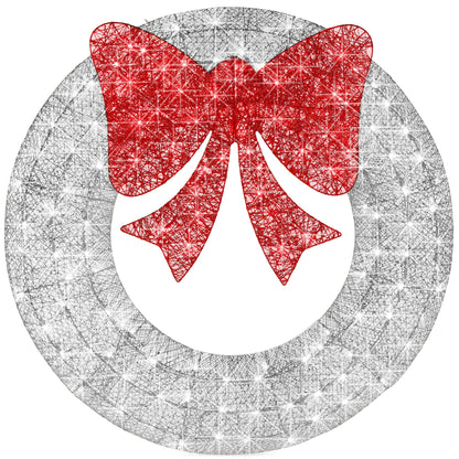 Best Choice Products 36in Pre-Lit Outdoor Christmas Wreath, LED Metal Holiday Decor w/120 Lights, Bow - Green/Red