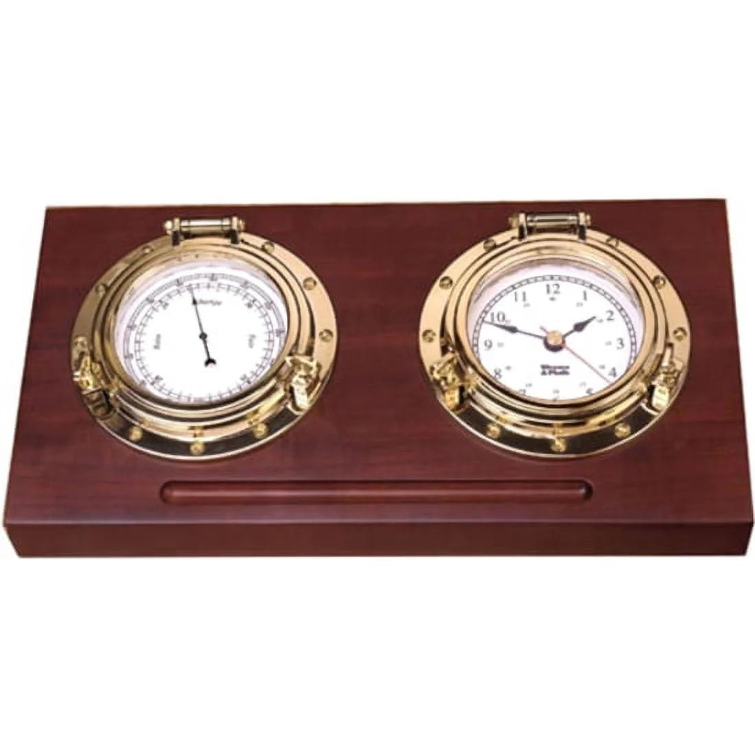 Weems & Plath Porthole Desk Barometer and Clock Set