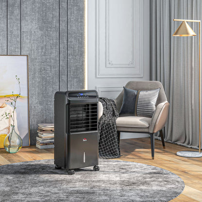 HOMCOM 32" Evaporative Air Cooler with 3.2 Gal Water Tank, 60° Oscillating, 3-In-1 Ice Cooling Fan, Portable Swamp Cooler with Humidifier for Home Office, 3 Modes, 3 Speeds, 12H Timer, Remote, White