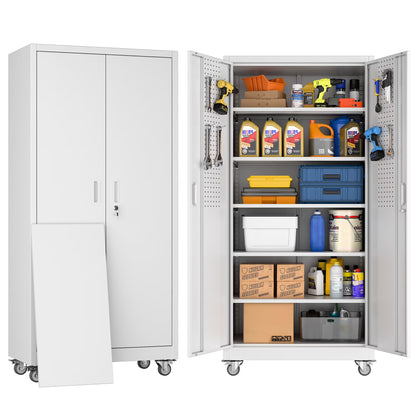 JAORD 71 In Metal Storage Cabinets with Locking Doors and Adjustable Shelves for Home Office, Garage and Utility Room (2 clasp hand, Black)