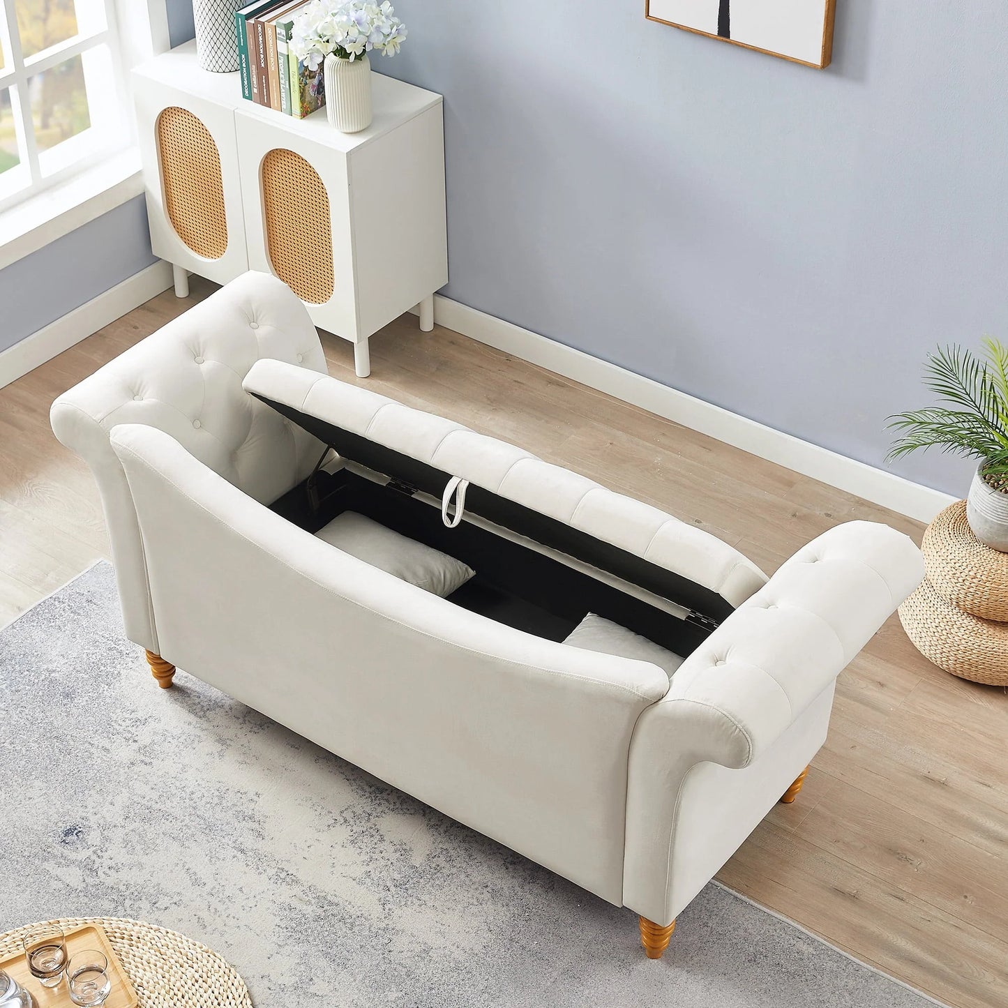 Lemacte Beige Modern Velvet Loveseat Sofa 2 Seater Sofa Upholstered Sofa Couch for Living Room, Bedroom, Studio,Home Office, Hotel