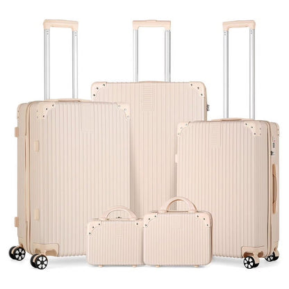Hikolayae Crossroad Collection Hardside Spinner Luggage Sets in Beige, 5 Piece - TSA Lock