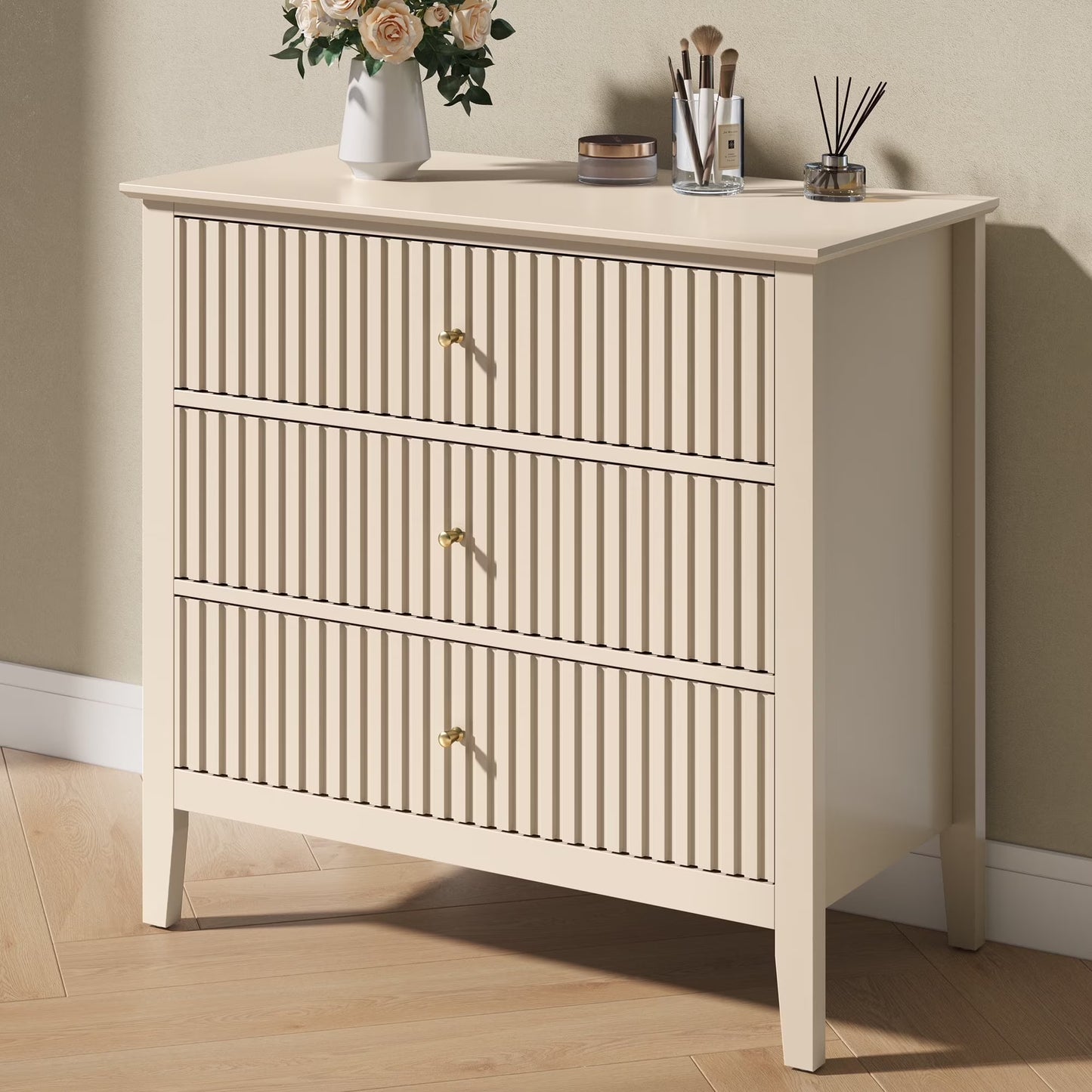 CozyHom 6 Drawers Dresser For Bedroom, Dressers Chest for Home Office, Wood Storage Cabinet for Living Room Hallway Closet, White