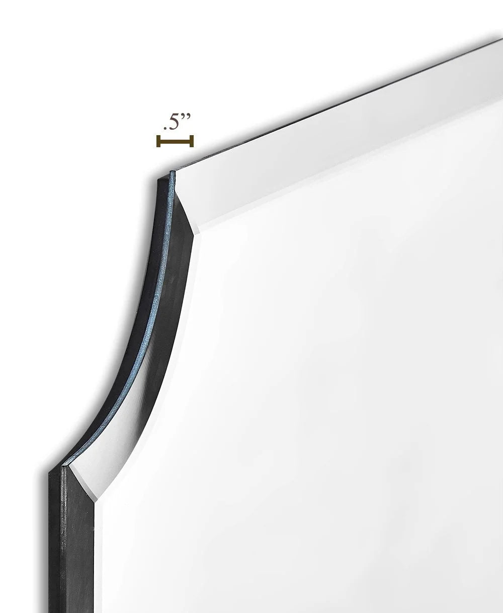 HAMILTON HILLS LARGE BEVELED SCALLOPED EDGE RECTANGULAR WALL MIRROR 1 INCH
