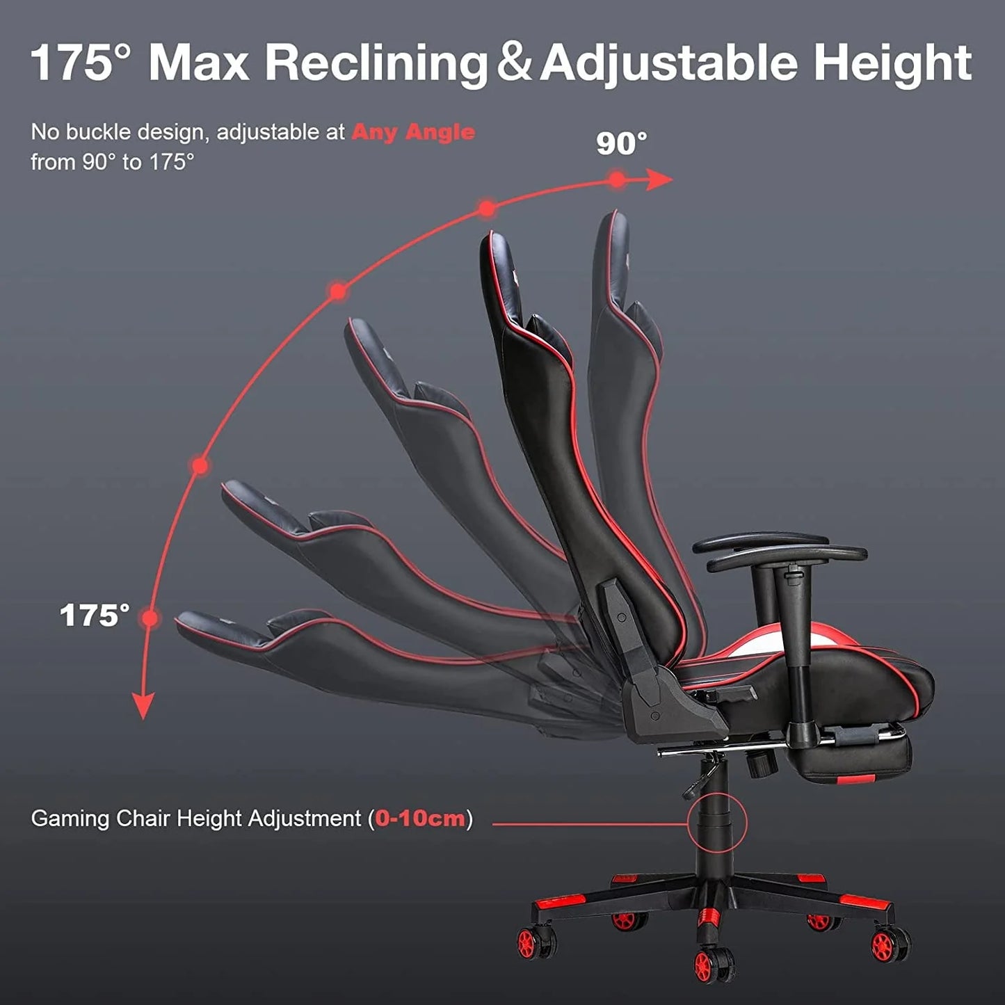 Douxlife Massage Gaming Chair with Footrest, 175° Reclining, Ergonomic Racing High Back Home Office Computer Chair, Video Game Chair for Adluts