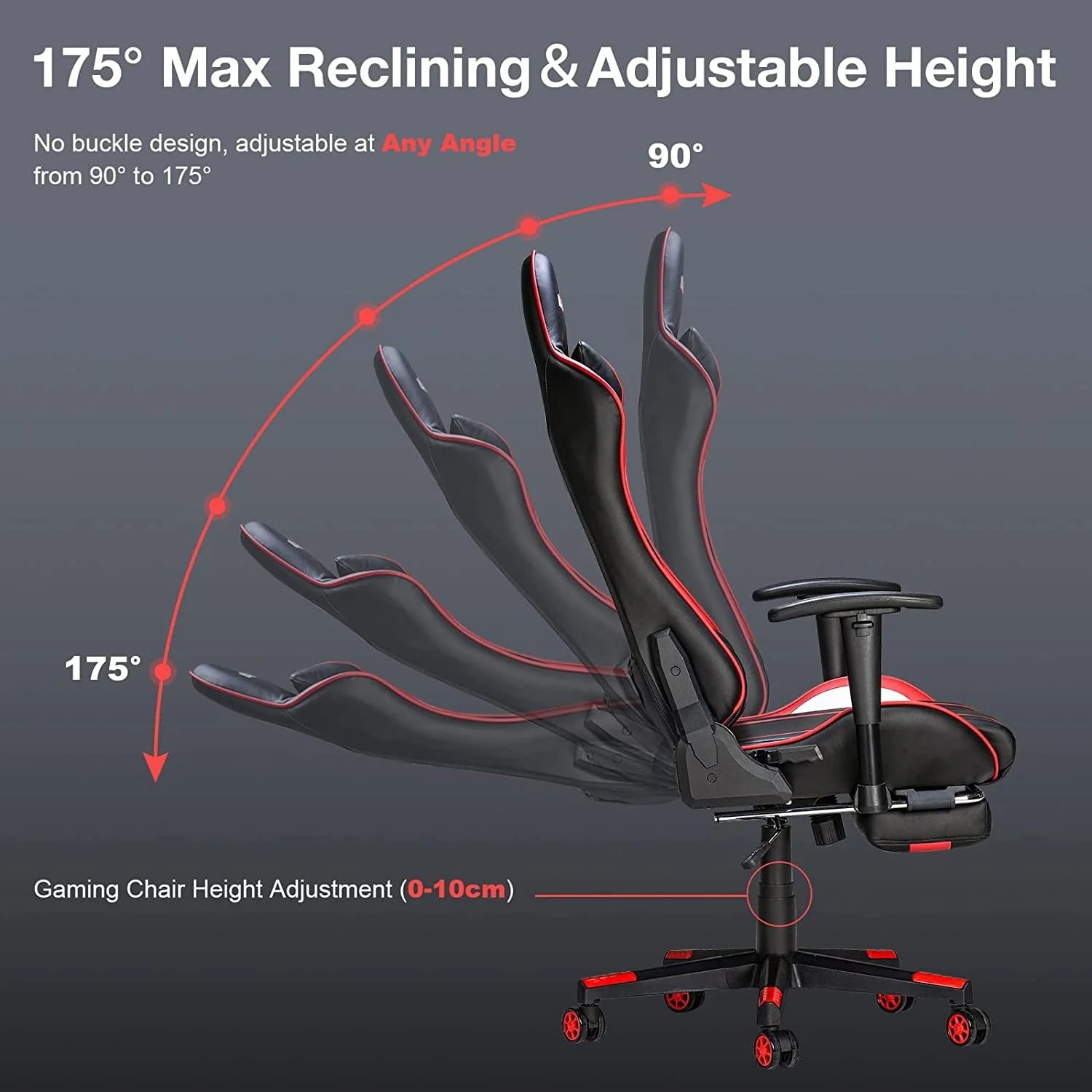 Douxlife Massage Gaming Chair with Footrest, 175° Reclining, Ergonomic Racing High Back Home Office Computer Chair, Video Game Chair for Adluts