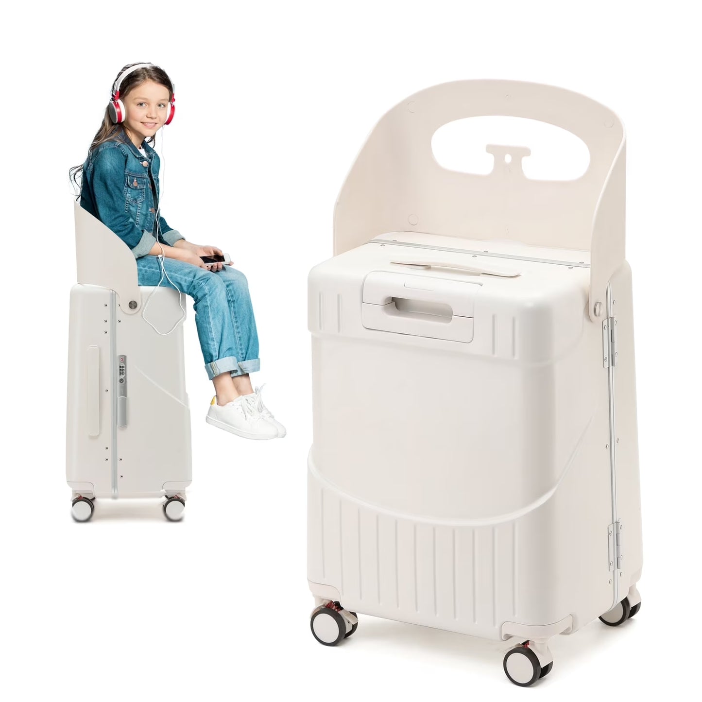 22 Inch TSA Lock Luggage with for Kids& Adult,Check in Lockable Spinner Wheels Free Luggage Cover and Safety Seatbelt Travel Suitcase