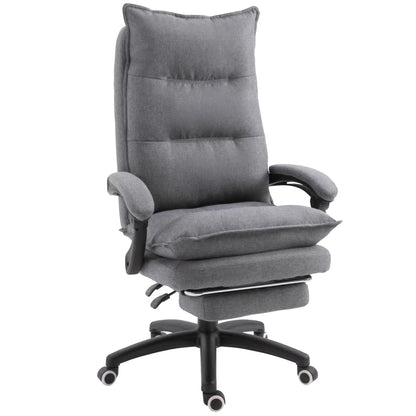 Office Chair Vinsetto 360° Swivel Executive Home Office Chair Adjustable Height Linen Style Fabric Recliner with Retractable Footrest and Double Padding, Grey,Ergonomic Office Chair