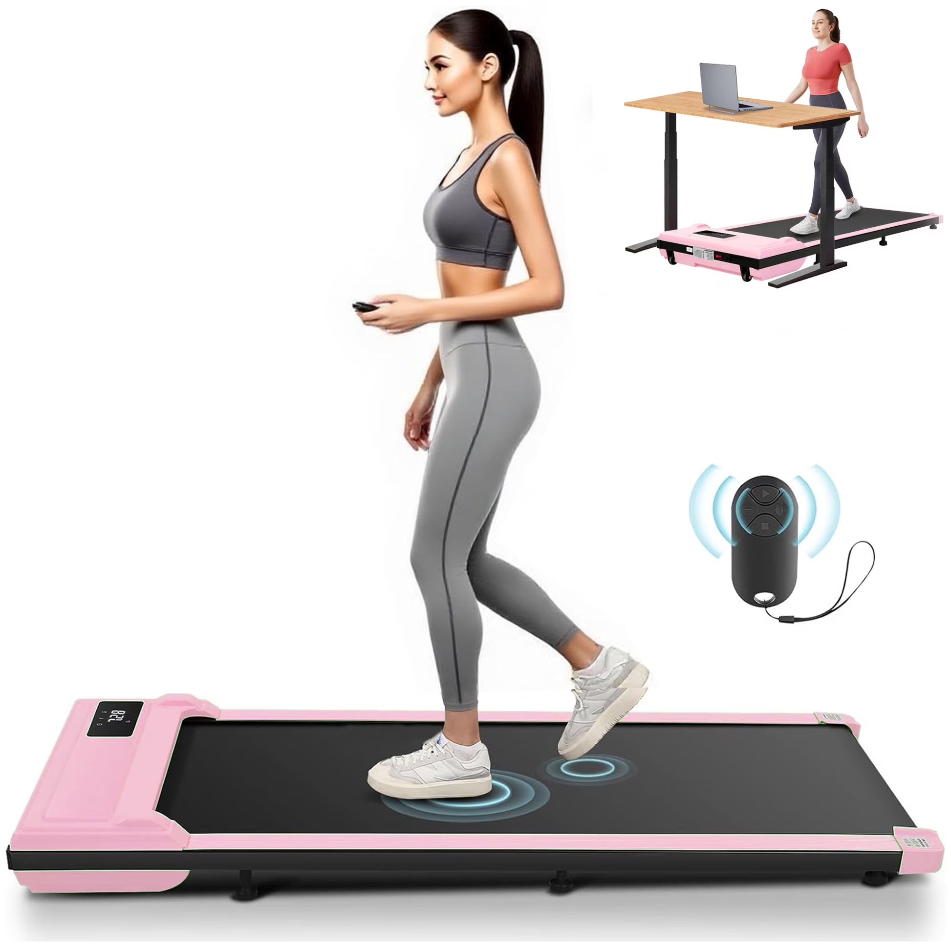 Walking Pad Treadmill, 2.5HP Under Desk Treadmill with Remote Control and LED Display, Portable Walking Treadmill for Home Office, Walking Jogging Machine with 300 lbs Weight Capacity