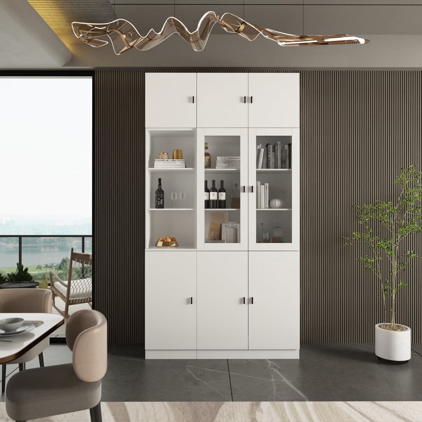 KULAGAGA Kitchen Pantry Storage Cabinet, 87.8"H Freestanding Storage Cabinet Cupboard for Home Office Living Room, Whiet