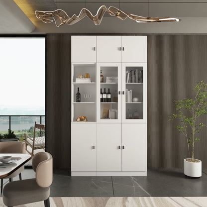 KULAGAGA Kitchen Pantry Storage Cabinet, 87.8"H Freestanding Storage Cabinet Cupboard for Home Office Living Room, Whiet