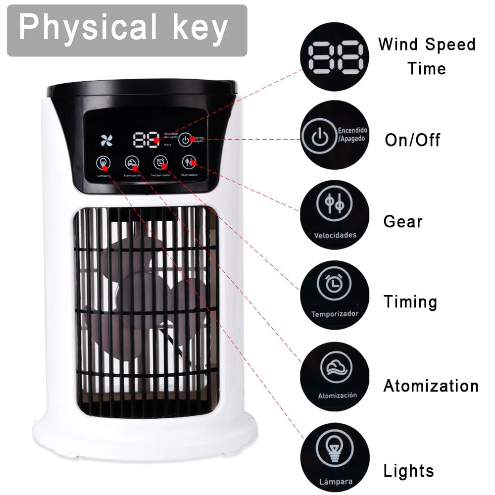 KIZOCAY Portable air conditioner with 6 air speeds, 60° & 120° automatic oscillating evaporative air conditioning fan, quite air cooler humidifier, suitable for home office outdoor, white