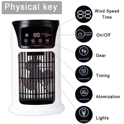 KIZOCAY Portable air conditioner with 6 air speeds, 60° & 120° automatic oscillating evaporative air conditioning fan, quite air cooler humidifier, suitable for home office outdoor, white