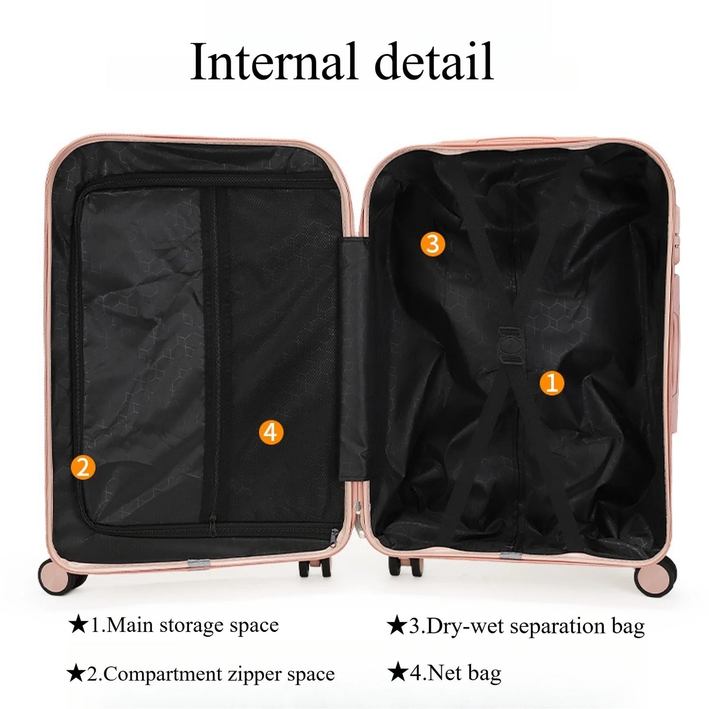 20" Expandable Luggage with Spinner Wheels+UBS+Cup Holder+Side Hooks ,ABS+PC,Multifunctional Suitcases with Wheels(BLUE)